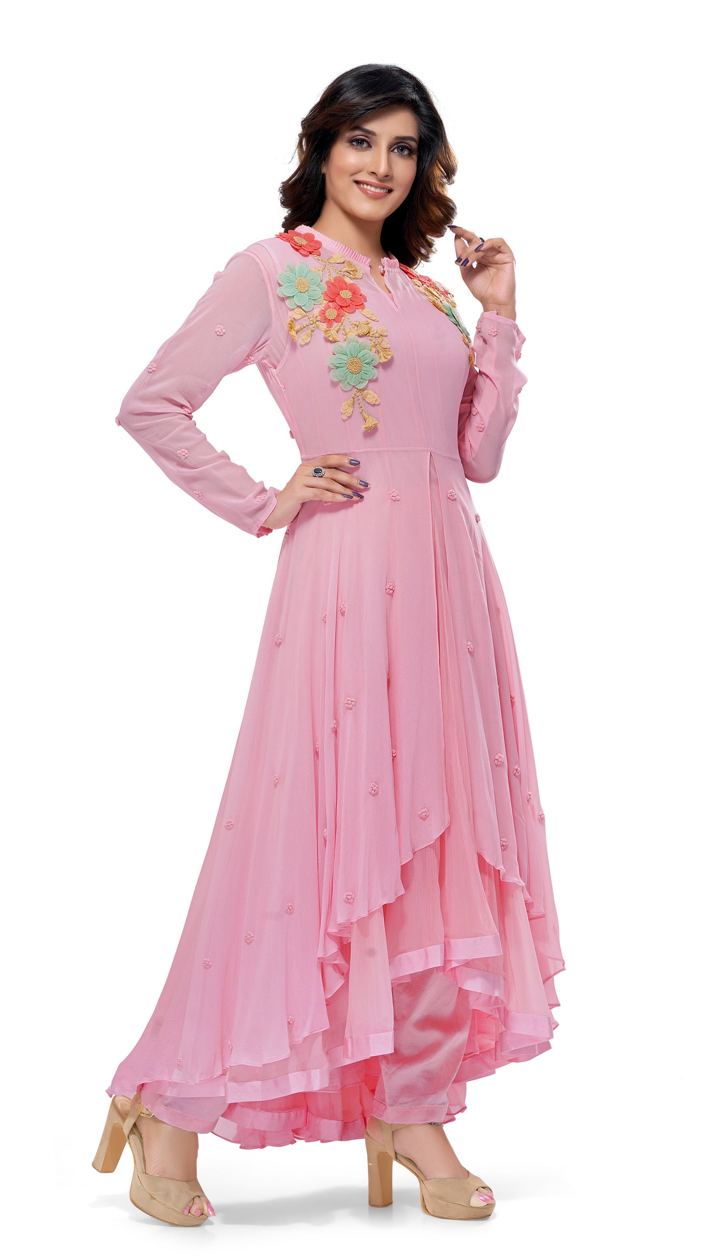 Pink Asymmetric Kurta