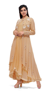 Sand Asymmetric Kurta Set