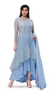 Icy Blue Gota Patti Kurta Set