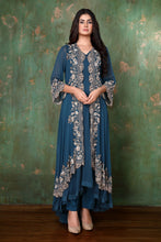 Load image into Gallery viewer, A-line Asymmetrical Evening Ethnic  Dress With Bell Sleeves Jacket And Straight Pants
