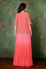 Load image into Gallery viewer, Long Ethnic Gown With Hand-weaved Zardosi Work On Ombre Jacket
