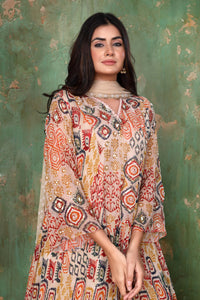 Bohemian Top With Bell Sleeves With Cut Work Sharara