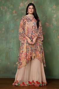 Bohemian Top With Bell Sleeves With Cut Work Sharara