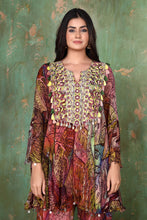 Load image into Gallery viewer, Printed Tunic With Heavy Thread Work Neckline And Printed Palazzo
