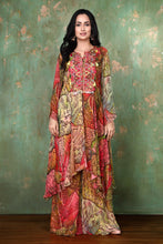 Load image into Gallery viewer, Asymmetric Patterned  Co-ord Set Of Bell Sleeves, Long Top, And Sharara
