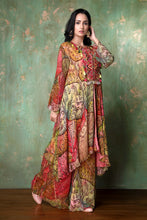 Load image into Gallery viewer, Asymmetric Patterned  Co-ord Set Of Bell Sleeves, Long Top, And Sharara
