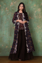 Load image into Gallery viewer, Printed Sequins Top And Handwork Zardosi Jacket With Flary Palazzo
