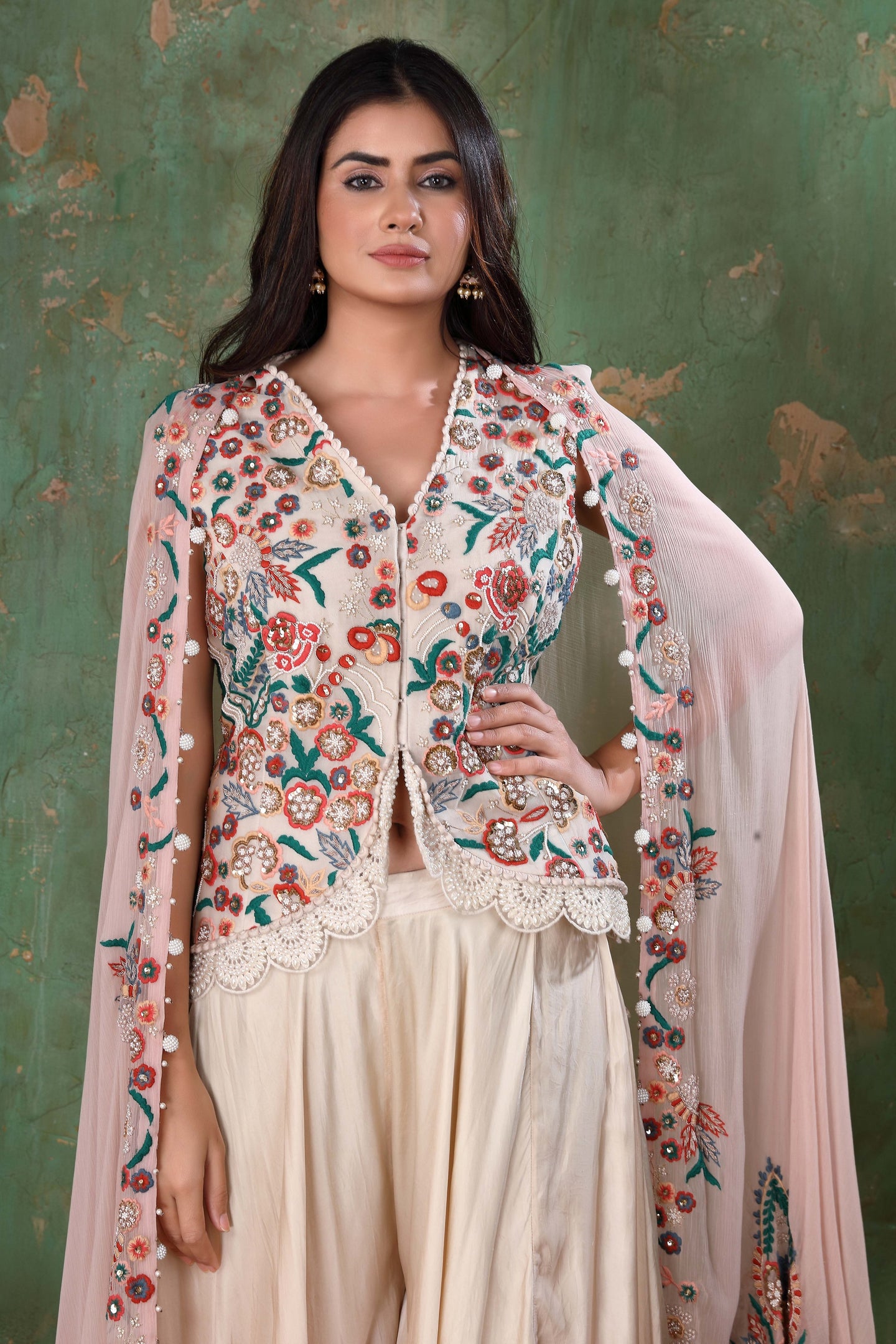 Thread-based Coat With Cotton Silk Sharara