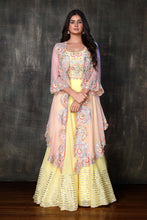 Load image into Gallery viewer, Crop Blouse With Long Jacket With Gota Patti Work And Ribbon Stitched Sharara
