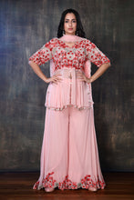 Load image into Gallery viewer, Peplum Top With Heavy Embroideries On The Upper Torso , Dupatta And Palazzo
