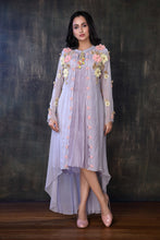 Load image into Gallery viewer, Long Asymmetric 3D Textured Flower Jacket With Pleated Inner
