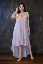 Load image into Gallery viewer, Long Asymmetric 3D Textured Flower Jacket With Pleated Inner
