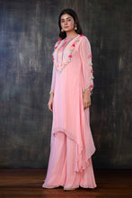 Load image into Gallery viewer, A-line Asymmetrical Sequins Work  Ethnic  Set With Bell Sleeves And Palazzo
