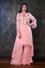 Load image into Gallery viewer, A-line Asymmetrical Sequins Work  Ethnic  Set With Bell Sleeves And Palazzo
