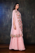 Load image into Gallery viewer, Embroidered Crop Waistcoat With Floral Cutwork Kaftan (Jacket) And Skirt
