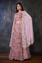 Load image into Gallery viewer, Floral Printed Lehenga With A  Zardosi Work Cape
