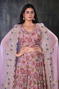 Floral Printed Lehenga With A  Zardosi Work Cape