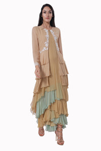 Sand Asymmetric Layered Dress